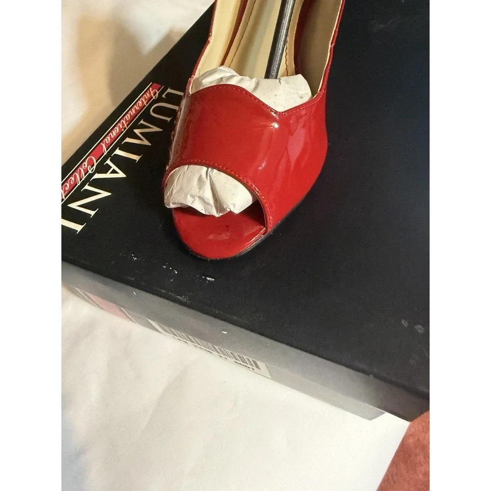 Lumiani Pump Heels Jackie Red Patent‎ Leather Women's 8.5 B Medium Open Toe